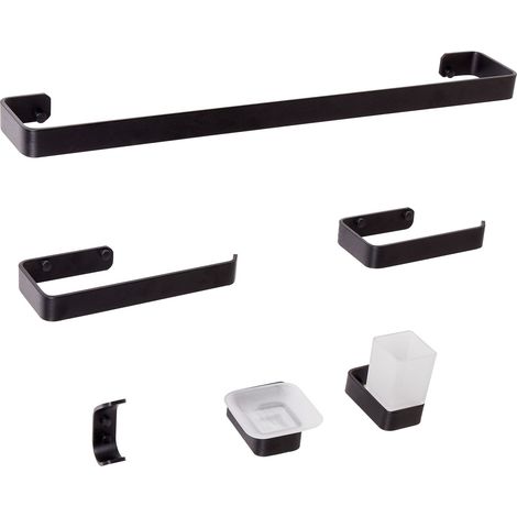 Badaccessoires Set 6-teilig ZORRITOS mit Handtuchstangen und -haken Metall Schwarz