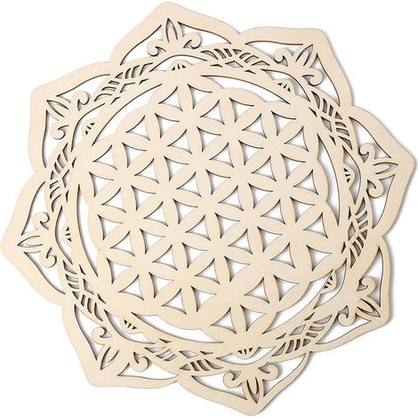Fleur de vie Man-dala - Décoration murale en bois - 28 cm - Géométrie sacrée - Symbole spirituel pour yoga, méditation, maison, chambre à coucher (1/5)
