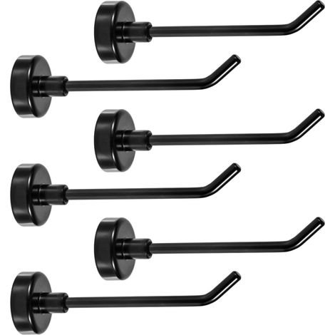 6pcs Grands Crochets Magnétiqu 7,1 cm de Long Crochets Magnétiques Robustes Cintres de Croisière Magnétiques Puissants pour Bateau de Croisière Garage Cuisine Réfrigérateur (Noir) (1/5)