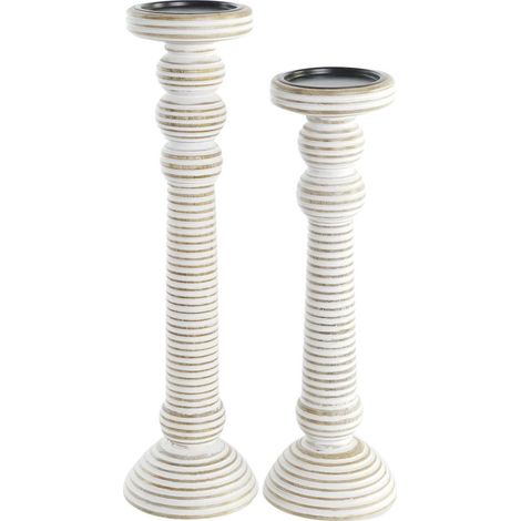 Bougeoir bois blanc charme d'intérieur cosy et épuré - Blanc naturel décapé (1/3)