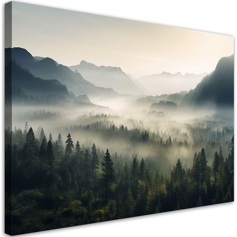 Tableau sur toile Paysage de montagne dans le brouillard 60x40 (1/5)