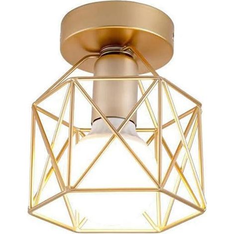 Lampe Cage Murale Industrielle - Plafonnier Semi-Encastré Minimaliste - E27 (Sans Ampoule) - Pour Petits Espaces - Chambre/Salon/Cuisine