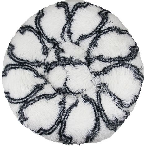 Lit pour chat, coussin moelleux, doux lavable pour chiens chats (blanc noir, 40 cm), Ensoleillé