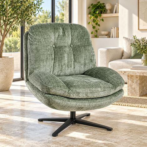Fauteuil confort pivotant tissu doux vert IENA (1/5)