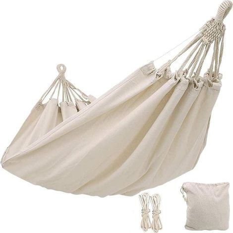 Hamac de jardin/camping extérieur, hamac 2 places en toile souple, portable avec sac de transport, pour terrasse, jardin, véranda, voyage. (1/5)