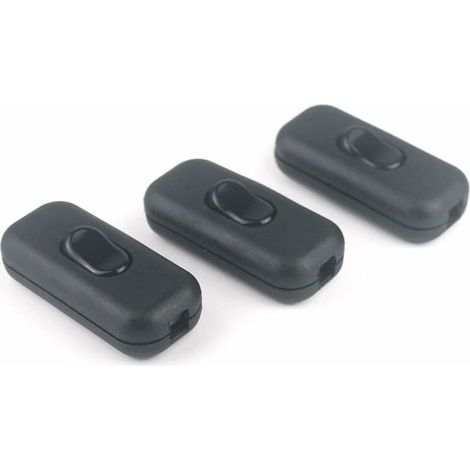 AMXCNOY 3er-Pack Inline-Kabelschalter 6A 250V Wippschalter für Inline-Lampen, 2- oder 3-adrige Beleuchtungskabel, mit Ein/Aus-Wippschalter (1/4)