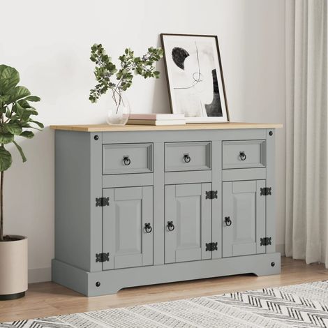 Buffet,Bahut,Meuble de Rangement,Buffet de cuisine Corona gris 112x43x78 cm bois massif de pin CIV591559 (1/5)