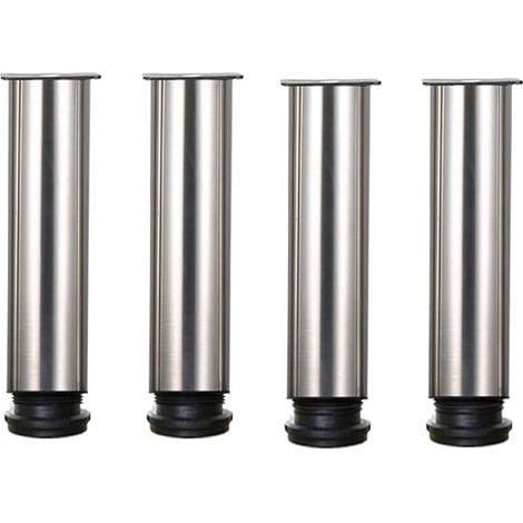verstellbare Füße, 200 mm hoch, verdickte Schrankbeine, Tischbeine, Möbelbeine, gebürsteter Edelstahl, höhenverstellbar 0–15 mm, mit Edelstahlschrauben (1/4)