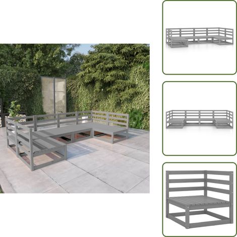 The Living Store Salon de jardin 6 pcs bois de pin massif - Salon De Jardin - Mobilier De Jardin - Meubles De Jardin - Set Salon De Jardin - Bois De Pin (1/5)