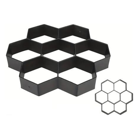 Moule à pavés en nid d'abeille, 1 pièce, 30 x 30 cm, béton, noir. (1/5)