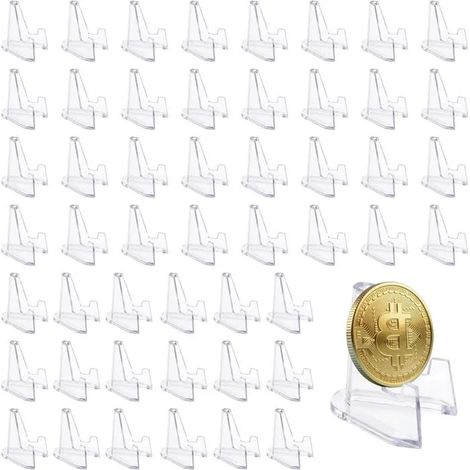 50 Pièces Petit Présentoir Acrylique Transparent, Support Carte Pokémon, Mini Chevalet Plastique pour Médaille, Coin Table pour Cart (1/5)