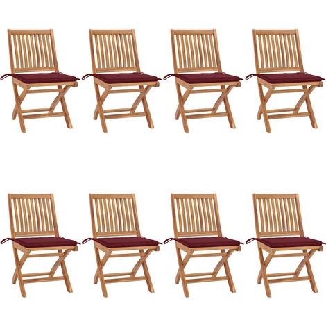 Klappbare Gartenstühle mit Kissen 8 Stk. Massivholz Teak (1/5)