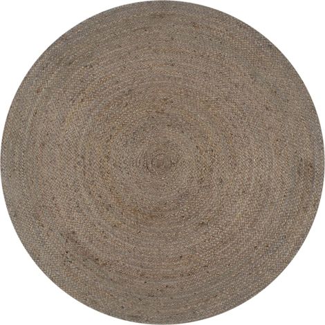 Alfombra de yute tejida a mano redonda gris 90 cm