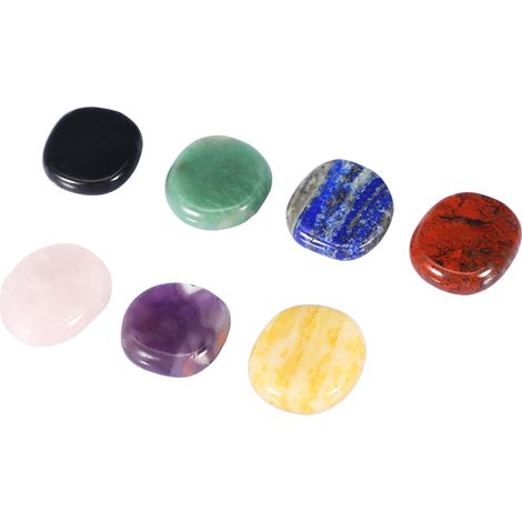 Lot de 7 pierres naturelles fines en cristal brut, tranches irrégulières de 7 chakras, énergie positive pour méditation et décoration (1/5)