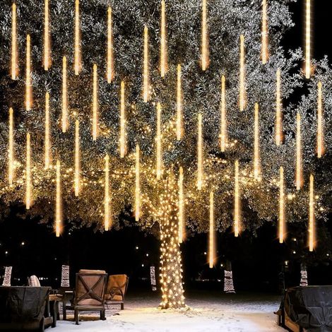 Ghirlanda luminosa natalizia per esterni, 240 LED, effetto pioggia di stelle cadenti, decorazioni natalizie, ghirlanda luminosa natalizia (10 tubi - 30 cm)