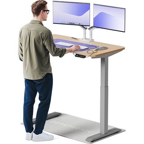 Desktronic Bureau assis debout HomeOne - 120x60cm - Bambou/Gris