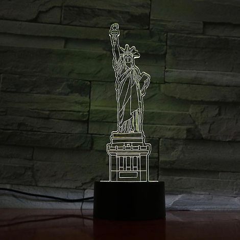 Veilleuse 3D Statue de la Liberté, lampe de chevet LED à couleurs changeantes (1/2)