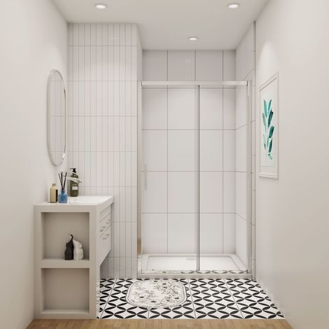 SKY Bathroom Sliding Shower Door Modern Bathroom 6mm Safety Glass Shower Enclosure Cubicle 1600mm