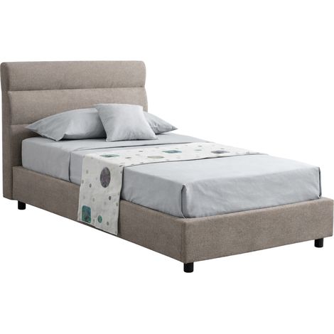 Letto Singolo Brendola, Materasso Incluso, Sfoderabile Made in Italy, Contenitore, Grigio Tortora