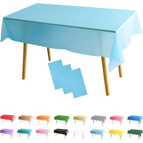 3 Pièces Nappe Rectangle (137x274 cm) Bleu Ciel Nappe de Table Anti-tâches Polyester Couverture de Table Protection de Table pour Salle à Manger, Jardin, Fête, Mariage, Maison, Banquet Halloween Noël (1/4)
