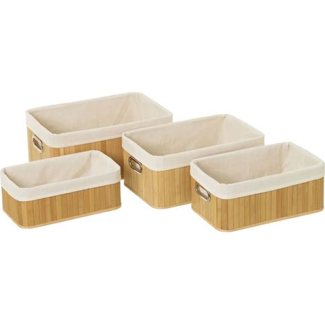 Lot de 4 panières de rangement en bambou naturel (1/5)