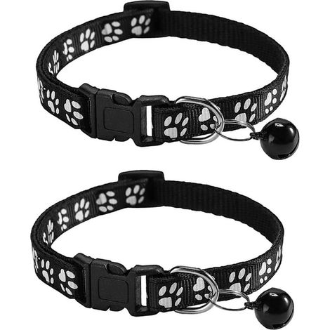 2 pièces Collier Chat Anti Étranglement, Réglable pour Chat Chaton Chiot avec Clochette et Boucle de Sécurité, 19–33 cm (1/5)