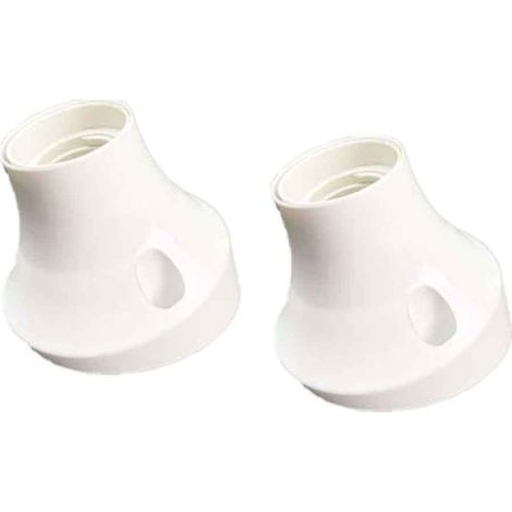 2 Pezzi Portalampade E27 da Parete con Base Inclinata in Termoplastico Bianco