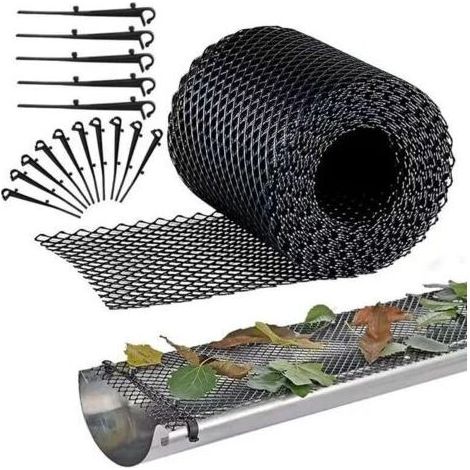 Protection de gouttière en plastique, 18 cm x 8 m, protection robuste en maille pour gouttières, filtre à feuilles, (18 cm x 8 m)dengyank (1/5)