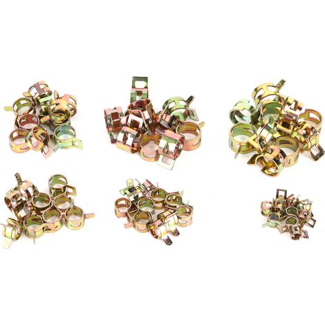60 pièces de colliers de serrage pour tuyaux de carburant en acier inoxydable, clips ressort pour diamètres 6/9/10/12/14/15mm (1/5)