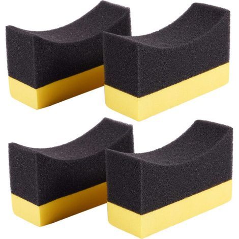 Brosse spéciale jaune + noire 4X pour contours de roues de voiture, outil applicateur en éponge (1/4)