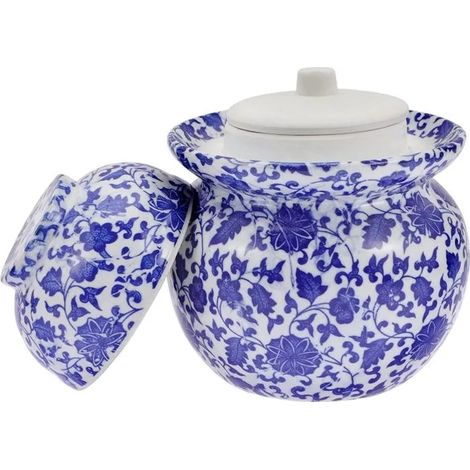Bocal à cornichons Chinois, Traditionnelle Fermentation Pot avec de L'eau Joint, En Céramique Cornichons D'étanchéité Pot (1/5)
