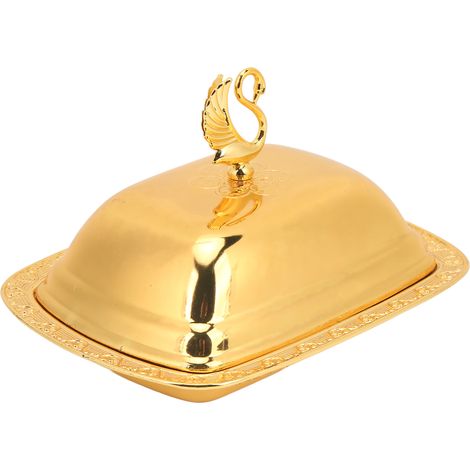 Plateau de Service en Or avec Couvercle, Support Élégant pour Buffets, Événements et Décoration de Table (1/5)