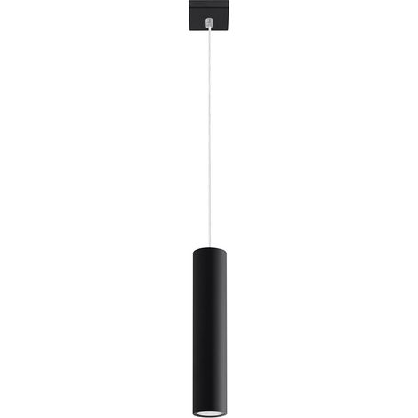 Pendelleuchte schwarz Metall Hängeleuchte schwarz Zylinder Hängelampe schwarz Modern, aus Stahl, 1x GU10, DxH 8x100 cm