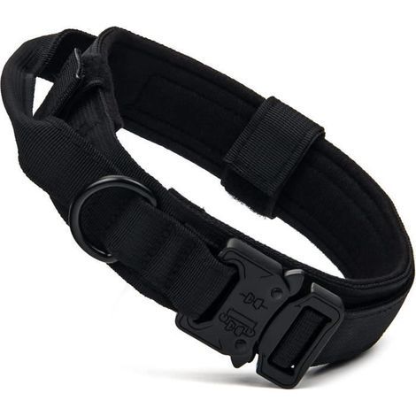 HONORNIC - Collier tactique pour chien - Réglable - Nylon renforcé 1000D - Taille M - Noir - 35 à 46 cm (1/4)
