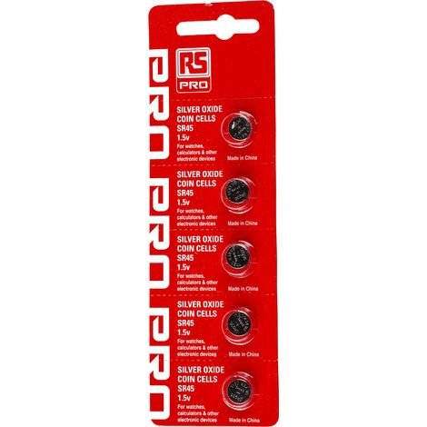 Pile bouton SR45 RS PRO, 1.55V, 9.5mm ( Prix pour Paquet de 5 )