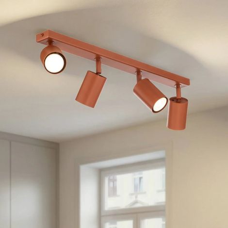 [GEBRAUCHT] B-Ware Deckenstrahler Zoom Spotlampe Strahler Rot Stahl 4 Flammig Gu10 Led Lampe Licht