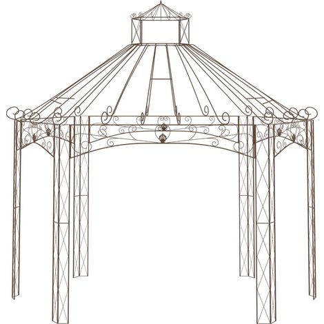Tonnelle Barnum de Jardin, Pavillon, Pergola, Tente de jardin, Marron antique 400x258x378 cm Fer OIB6069E (1/5)