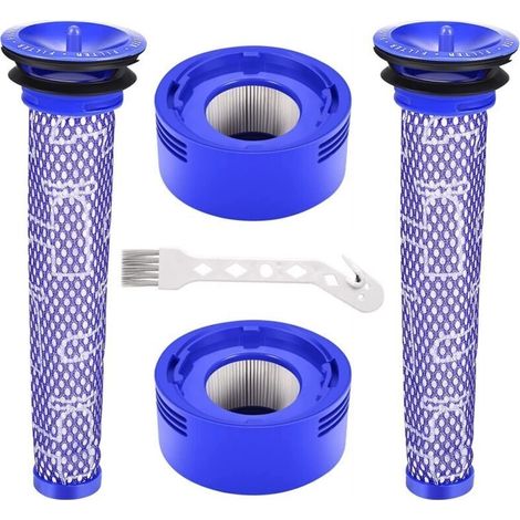 Ersatzfilterset für Dyson V7 und V8 Staubsauger, bestehend aus 2 HEPA-Nachfiltern und 2 Vorfiltern (Artikelnummern 965661-01 und 967478-01)