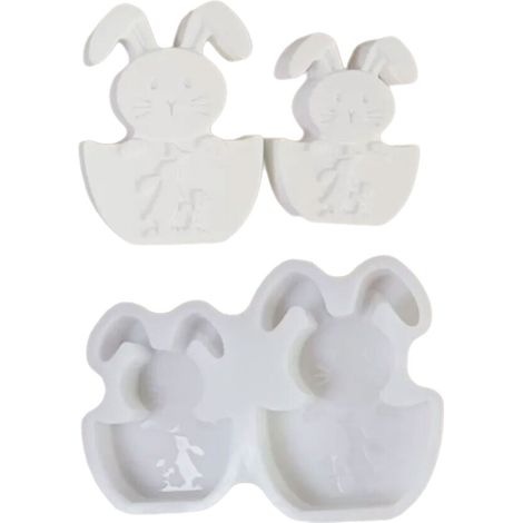 Molde de silicona con forma de conejito de Pascua, fácil de limpiar, para (1/2)