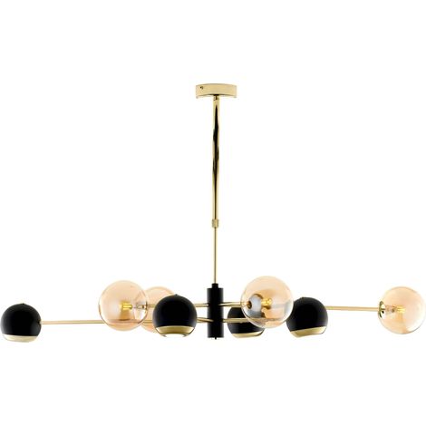 Sospensione MOKA oro/nero globi ambra 8 luci Jupiter (1/5)