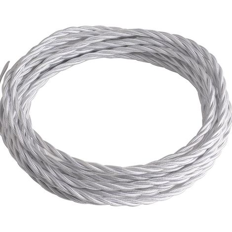 Cavo elettrico CLAY trecciato con rivestimento tessile bianco