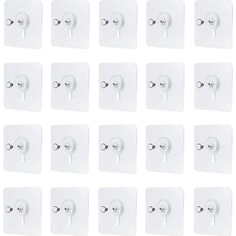 Clavos autoadhesivos de 20 piezas - Clavos adhesivos - Sistema de suspensión autoadhesivo resistente - Ganchos de tornillo adhesivos