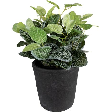 Pot de fleurs en céramique grise, cache-pot décoratif industriel pour intérieur, Ø 16 x 16 cm - PANGIVO (1/3)