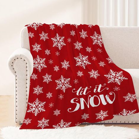 Plaid De Noël - Motif Flocon De Neige - En Polaire Douce Et Légère - Pour Canapé Lit Ou Fauteuil - 127 x 152 cm - 1 Pièce (1/5)