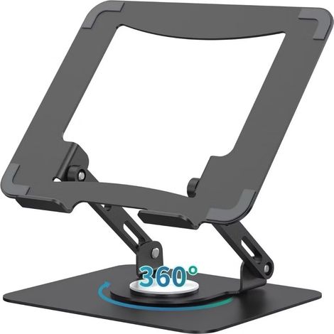 Support pour ordinateur portable avec rotation à 360° réglable, portable, ergonomique, avec ouverture de ventilation compatible avec la plupart des supports pour ordinateur portable de 11 à 17 pouces,