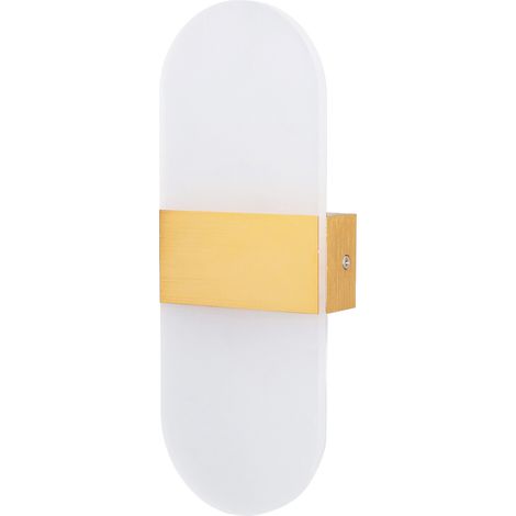 Applique murale LED en acrylique 360° (orientable haut/bas), 6 W, lumière chaude, style moderne, idéale pour couloir, chambre, restaurant, 90-265 V, couleur or. (1/5)