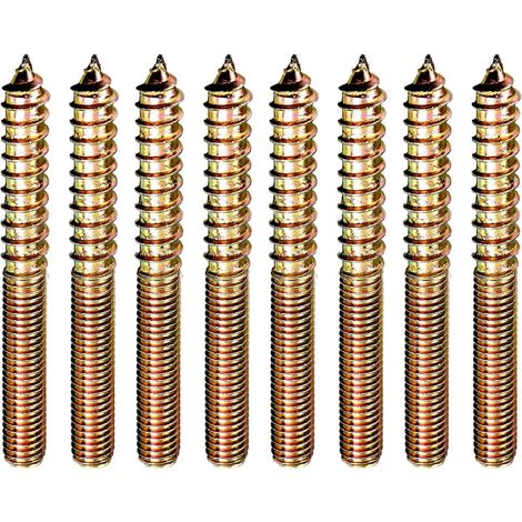 Lot de 10 boulons de suspension M6 x 40 mm, chevilles à vis en bois vers métal, vis sans tête à double tête, vis sans tête pour connexion de meubles de travail du bois (lot de 10) (1/5)