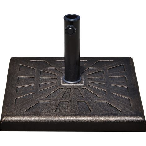 Pied de parasol carré en résine pour mâts de Ø 3,8/4,8 cm, 47 x 47 x 32 cm