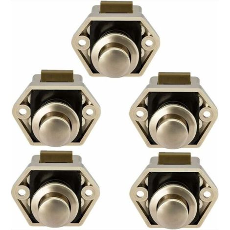 Lot de 5 Bouton Poussoir Loquet pour Camping-Car - Fermeture Porte Placard RV Caravane