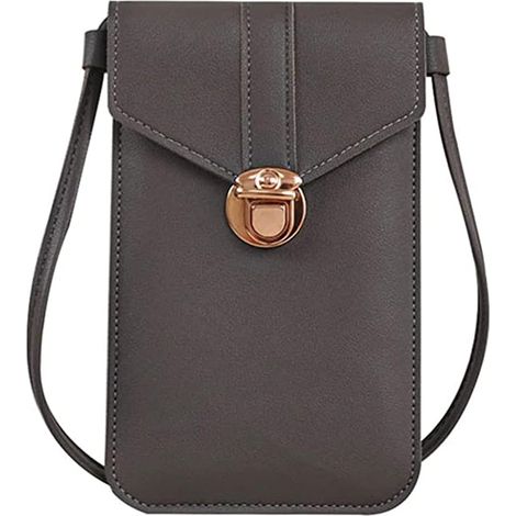 Sac messager pour téléphone portable pour femme avec écran tactile (gris foncé)